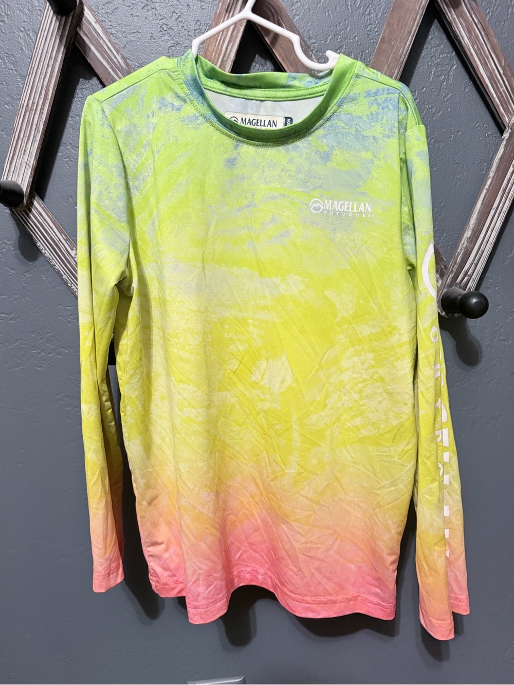 Magellan Outdoors Kids Long Sleeve Ombre Tee - Green, Yellow, Pink